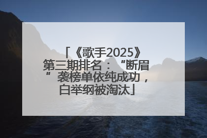 《歌手2025》第三期排名：“断眉”袭榜单依纯成功，白举纲被淘汰