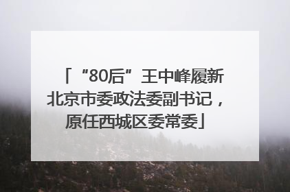 “80后”王中峰履新北京市委政法委副书记，原任西城区委常委