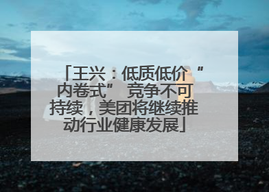 王兴：低质低价“内卷式” 竞争不可持续，美团将继续推动行业健康发展