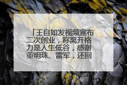 王自如发视频宣布二次创业，称离开格力是人生低谷，感谢董明珠、雷军，还回应了“工资条”：清楚自己要什么……