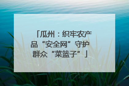 瓜州：织牢农产品“安全网”守护群众“菜篮子”