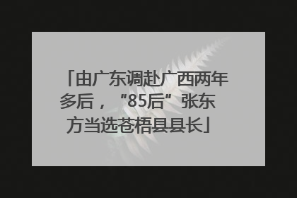 由广东调赴广西两年多后，“85后”张东方当选苍梧县县长