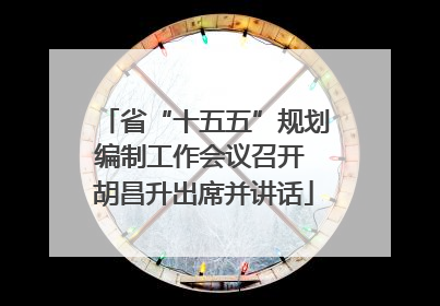省“十五五”规划编制工作会议召开 胡昌升出席并讲话