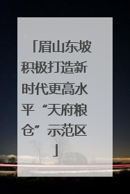 眉山东坡积极打造新时代更高水平“天府粮仓”示范区