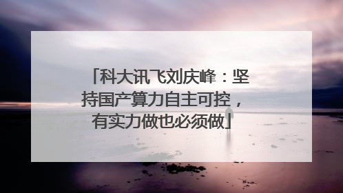 科大讯飞刘庆峰：坚持国产算力自主可控，有实力做也必须做