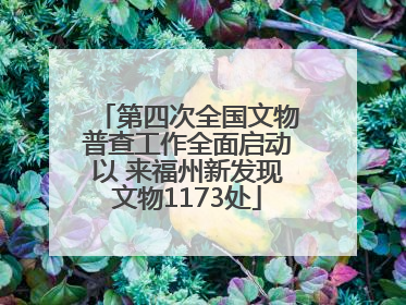 第四次全国文物普查工作全面启动以 来福州新发现文物1173处