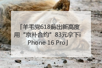 羊毛党618薅出新高度 用“京补合约”83元拿下iPhone 16 Pro