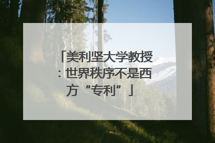 美利坚大学教授：世界秩序不是西方“专利”
