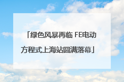 绿色风暴再临 FE电动方程式上海站圆满落幕