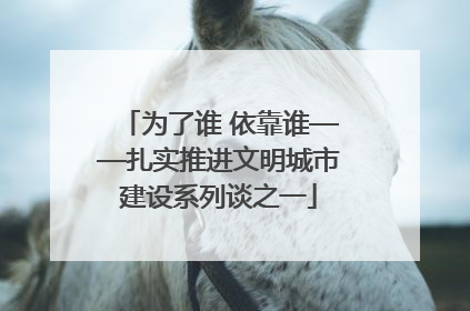 为了谁 依靠谁——扎实推进文明城市建设系列谈之一
