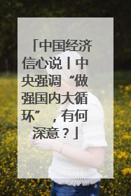 中国经济信心说丨中央强调“做强国内大循环”，有何深意？