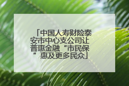 中国人寿财险泰安市中心支公司让普惠金融“市民保”惠及更多民众