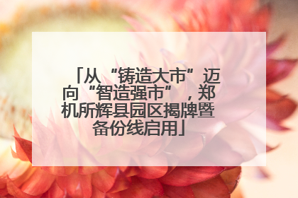 从“铸造大市”迈向“智造强市”，郑机所辉县园区揭牌暨备份线启用