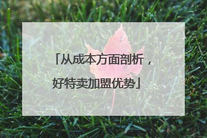 从成本方面剖析，好特卖加盟优势
