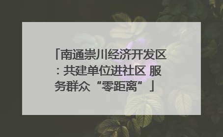 南通崇川经济开发区：共建单位进社区 服务群众“零距离”