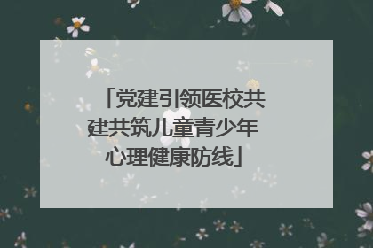 党建引领医校共建共筑儿童青少年心理健康防线