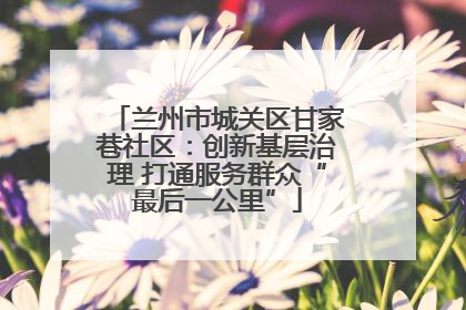 兰州市城关区甘家巷社区：创新基层治理 打通服务群众“最后一公里”