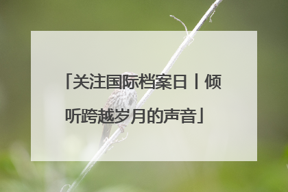 关注国际档案日丨倾听跨越岁月的声音