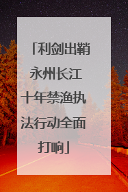 利剑出鞘 永州长江十年禁渔执法行动全面打响