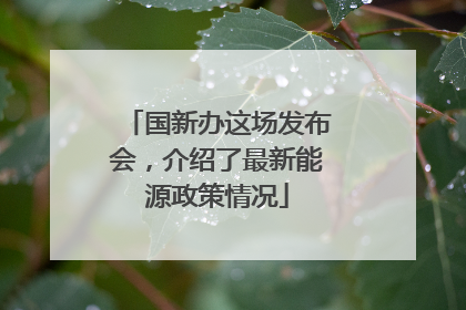 国新办这场发布会，介绍了最新能源政策情况