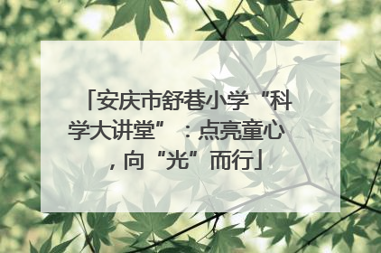安庆市舒巷小学“科学大讲堂”：点亮童心，向“光”而行