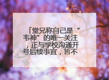 堂兄称自己是“韦神”的唯一关注，正与学校沟通开号后续事宜，暂不考虑直播