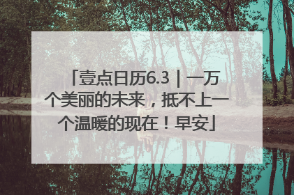 壹点日历6.3｜一万个美丽的未来，抵不上一个温暖的现在！早安