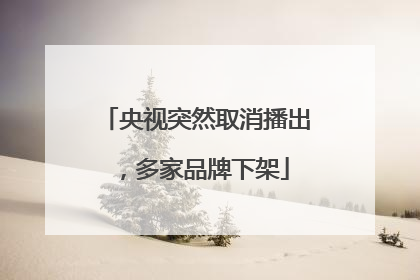 央视突然取消播出，多家品牌下架
