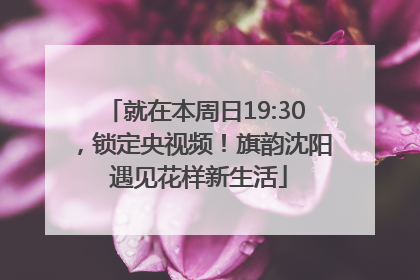 就在本周日19:30，锁定央视频！旗韵沈阳 遇见花样新生活