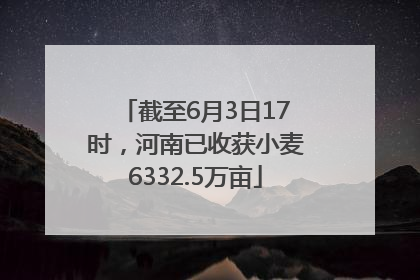 截至6月3日17时，河南已收获小麦6332.5万亩