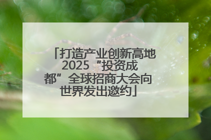 打造产业创新高地 2025“投资成都”全球招商大会向世界发出邀约