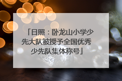 日照：卧龙山小学少先大队被授予全国优秀少先队集体称号