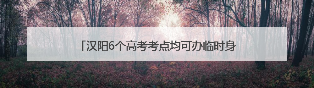 汉阳6个高考考点均可办临时身份证明，2分钟内即可办结！