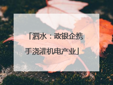 泗水：政银企携手浇灌机电产业