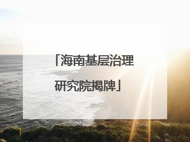 海南基层治理研究院揭牌