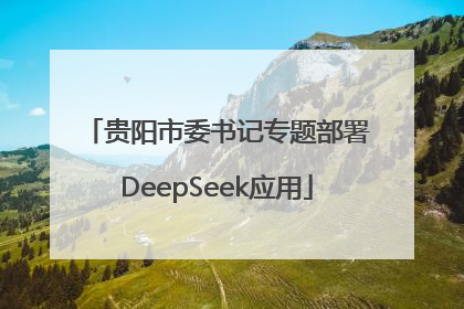 贵阳市委书记专题部署DeepSeek应用