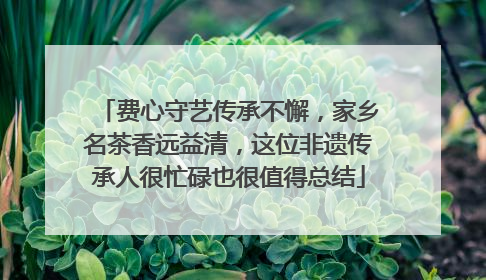 费心守艺传承不懈，家乡名茶香远益清，这位非遗传承人很忙碌也很值得总结