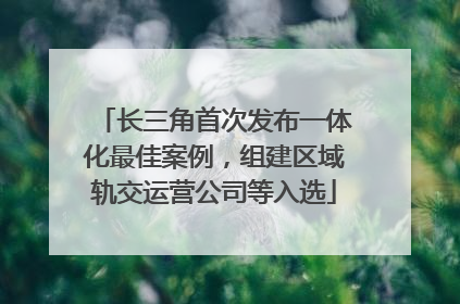 长三角首次发布一体化最佳案例，组建区域轨交运营公司等入选