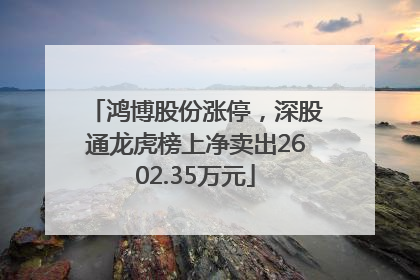 鸿博股份涨停，深股通龙虎榜上净卖出2602.35万元