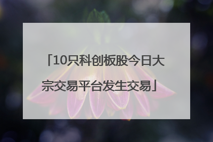 10只科创板股今日大宗交易平台发生交易