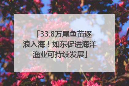 33.8万尾鱼苗逐浪入海！如东促进海洋渔业可持续发展